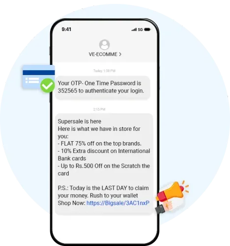 Promotional and transactional SMS examples