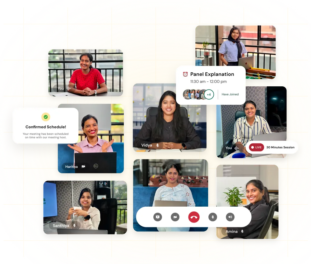 Support team on a live video call with customers
